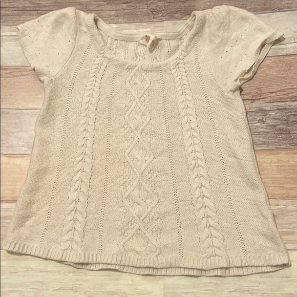 Cream Anthropologie HWR short sleeve sweater M - Picture 1 of 5
